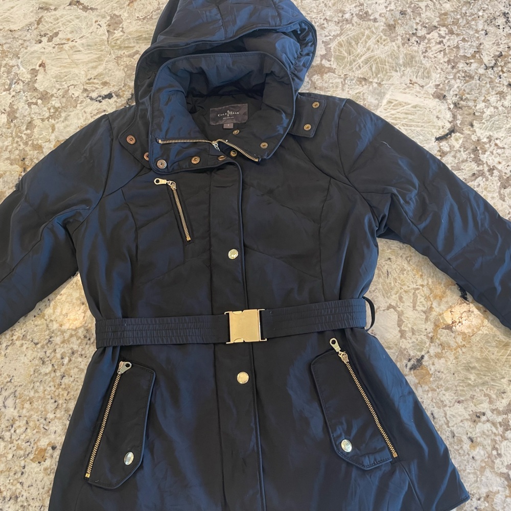 Cole Haan Signature Jacket Womens Black Size Small Full Zip Puffer Warm Classic